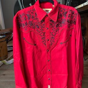 Larry Mahan Collection cowboy western shirt with embroidery.  Small men’s.